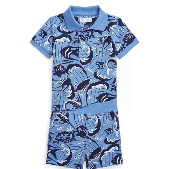Polo Ralph Lauren Other - Blue Patterned Polo Shirt and Shorts Set